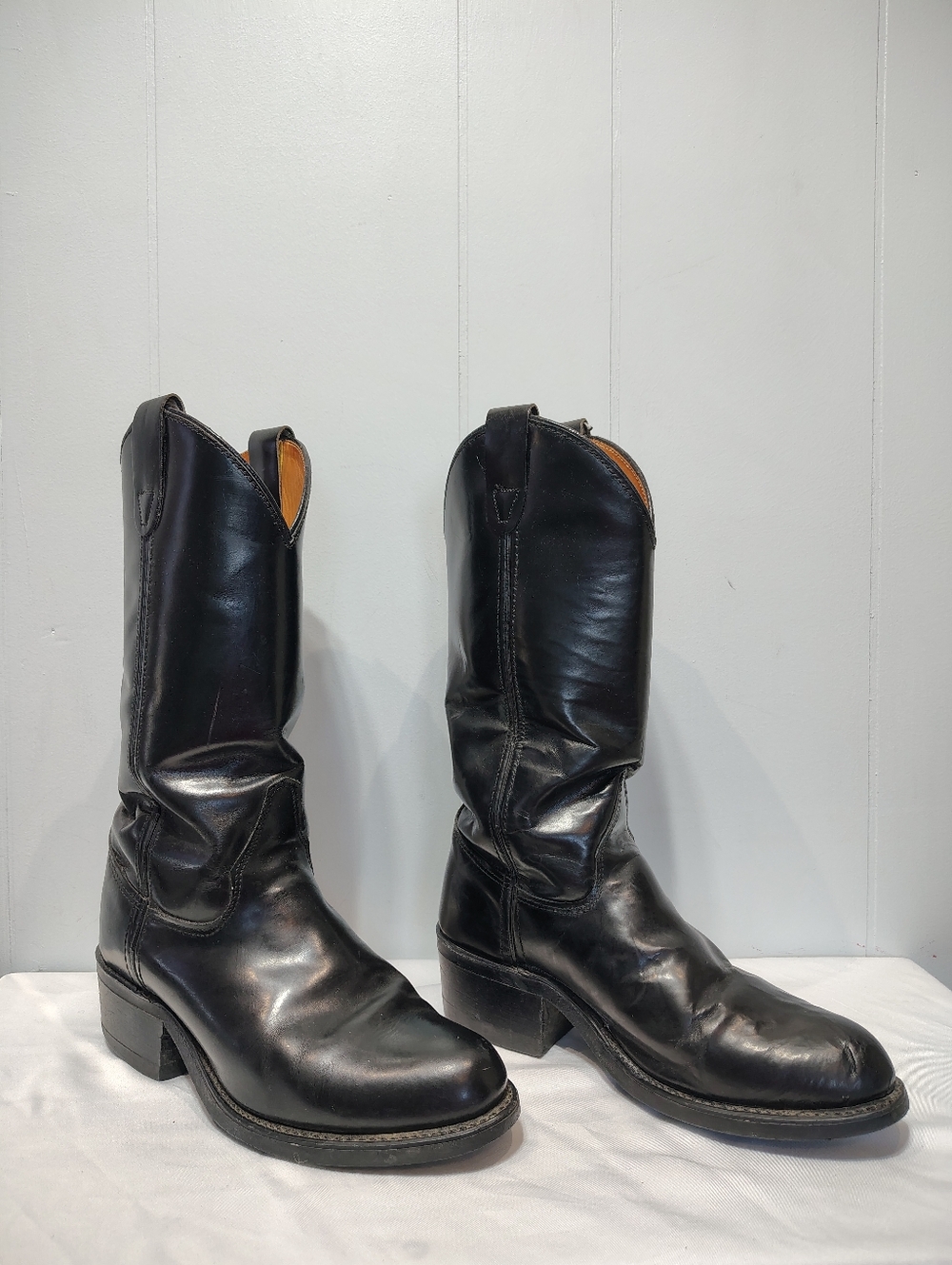 Double H Black Leather Cowboy Boots